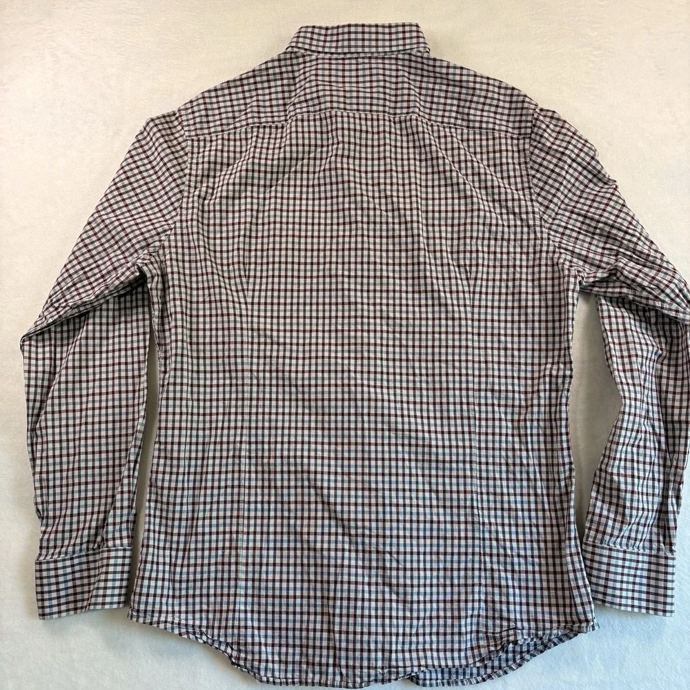 Banana Republic Mens Soft Wash Slim Fit Button Down Shirt Large Red Blue Check